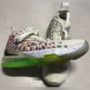 LeBron James Nike Kids White and Neon Green Sneakers